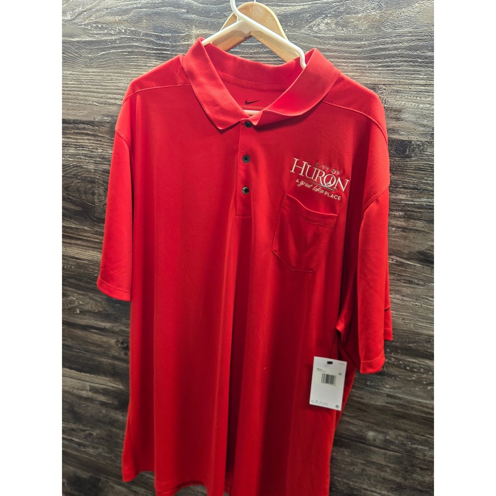 Nike Golf Mens 3XL Red City of Huron Embroidered Pocket Polo Shirt DC2103-657
